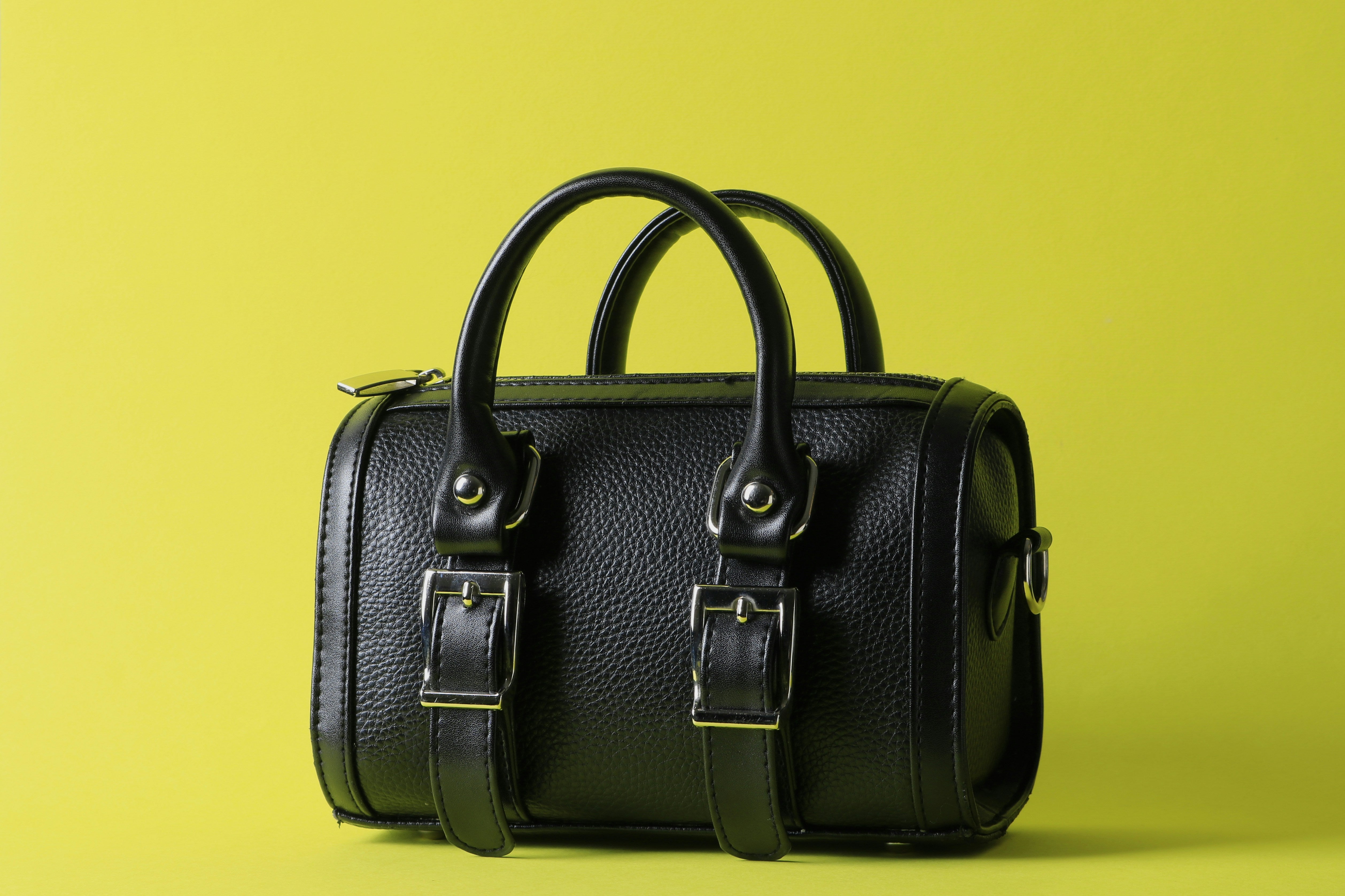 Trendy zwarte leren handtas